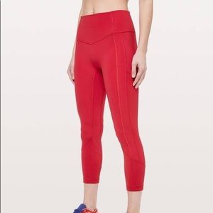Red Lululemon All The Right Places Crop